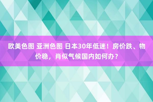 欧美色图 亚洲色图 日本30年低迷！房价跌、物价稳，肖似气候国内如何办？
