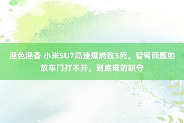 淫色淫香 小米SU7高速爆燃致3死，智驾问题如故车门打不开，到底谁的职守